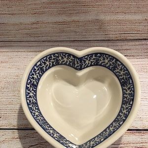 3/$40 Heart Shaped Christmas Polish Pottery Bowl